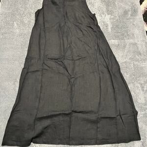 FLAX Dress Womens Large Linen Maxi Dress Long Black Tank
